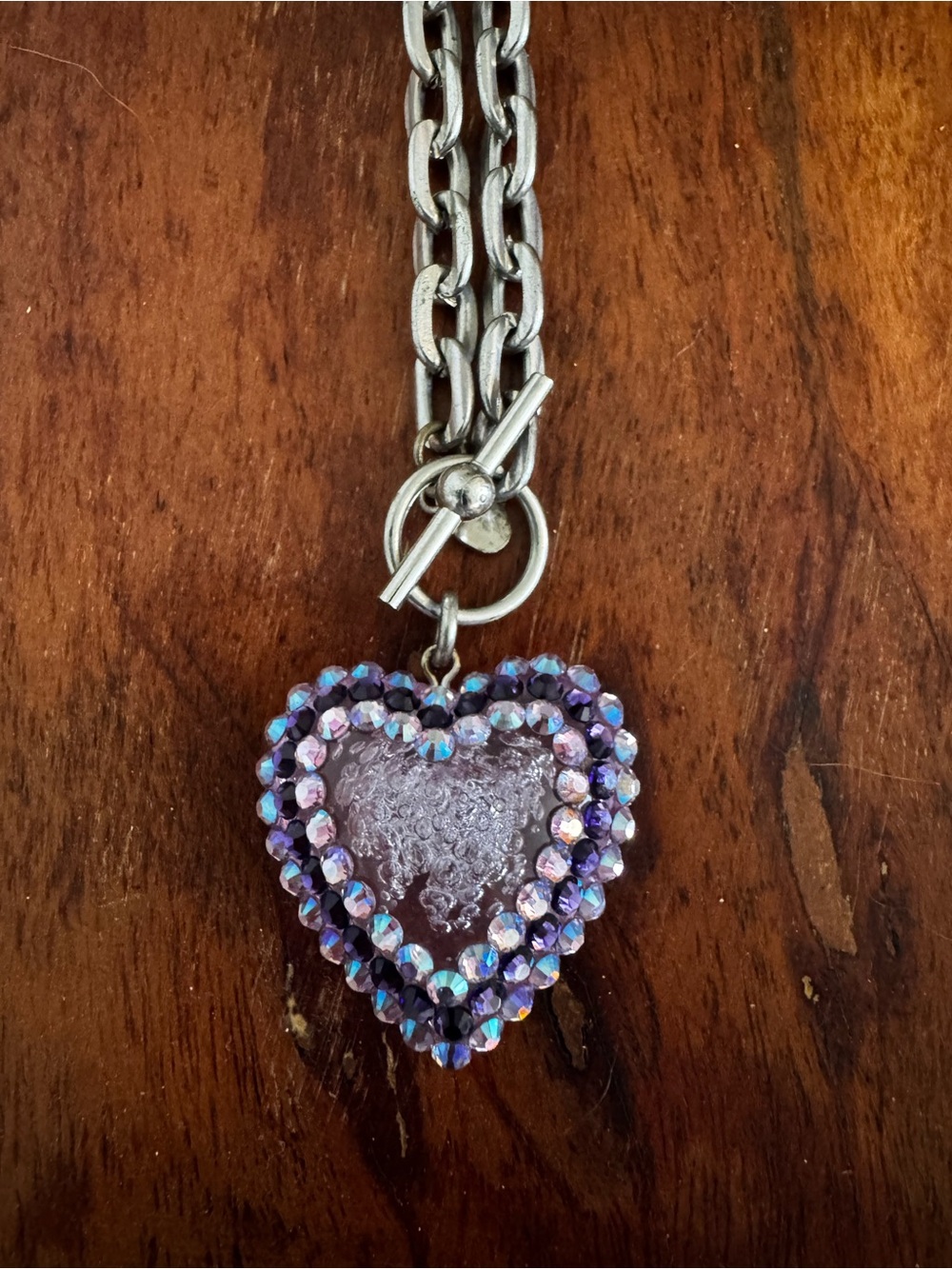 Tarina  Tarantino Amethyst and Silver Puff Heart Necklace